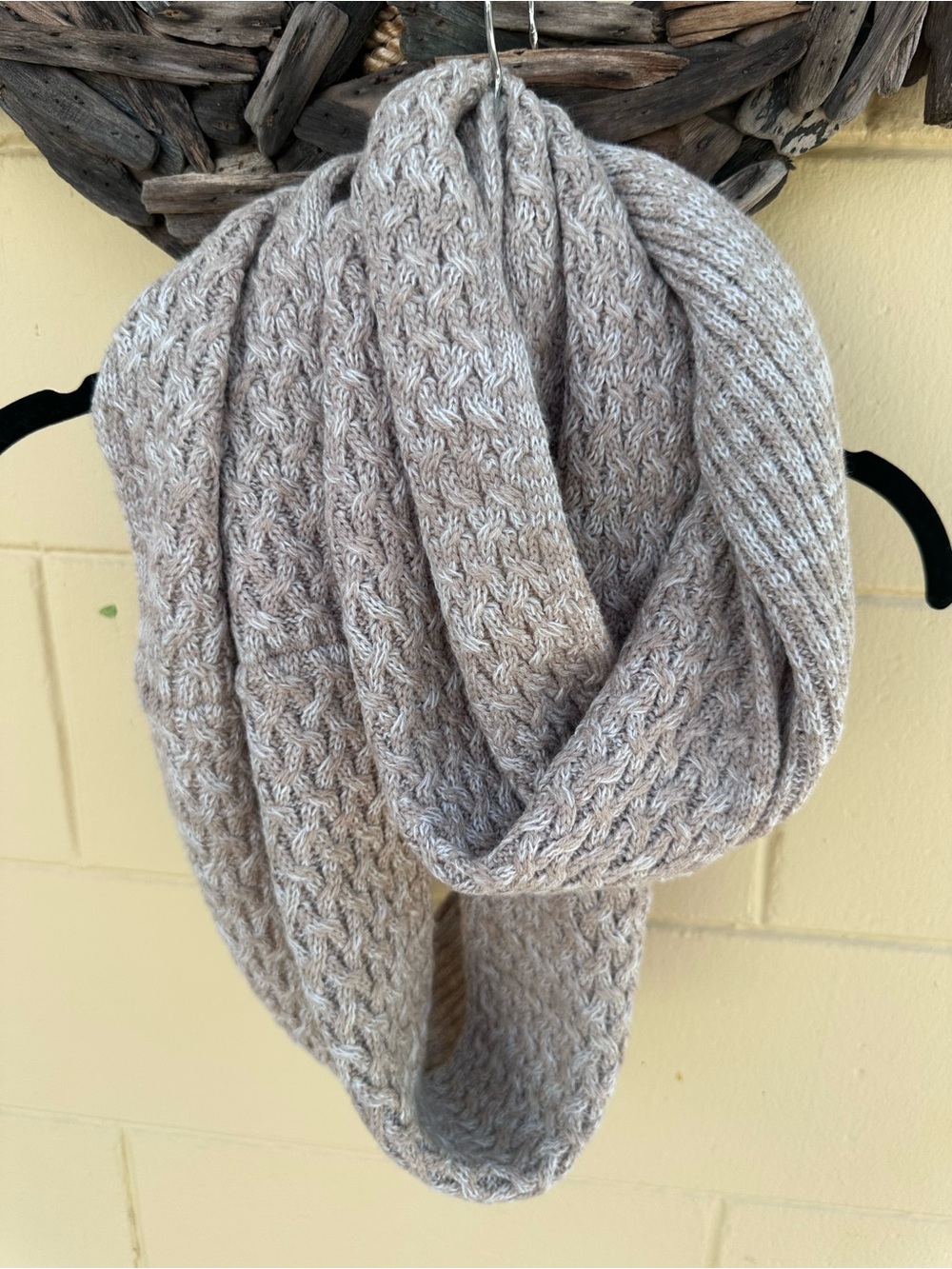 Calvin Klein Heathered Taupe Cable Knit Infinity Scarf